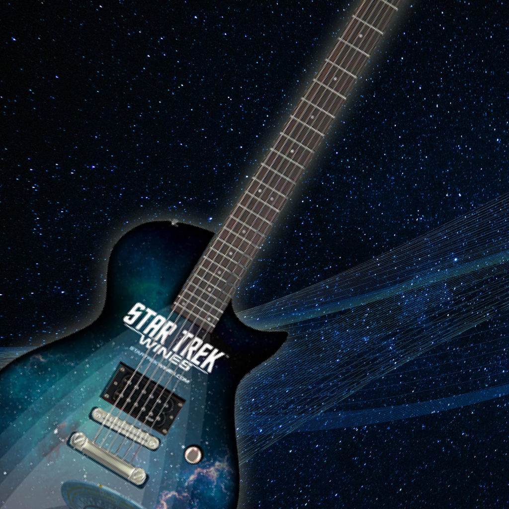 Star Trek Wines guitar against galaxy background